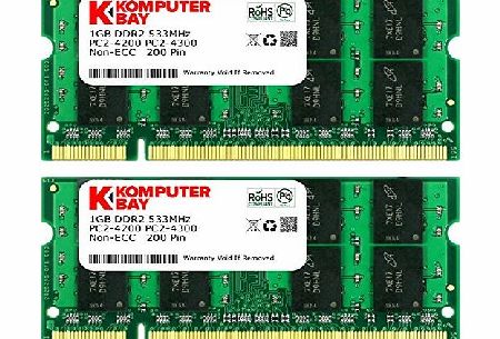 Komputerbay 2GB [2x1GB] DDR2-533 (PC2-4200) RAM Memory Upgrade Kit for the Apple PowerBook G4 (1.67GHz, 15-inch, PC4200-DDR2) (Genuine Komputerbay Brand)
